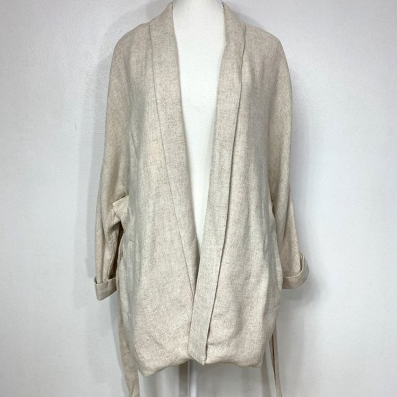 Frank & Oak Cream Belted Kimono Style Blazer - Picture 7 of 12